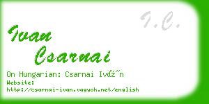 ivan csarnai business card